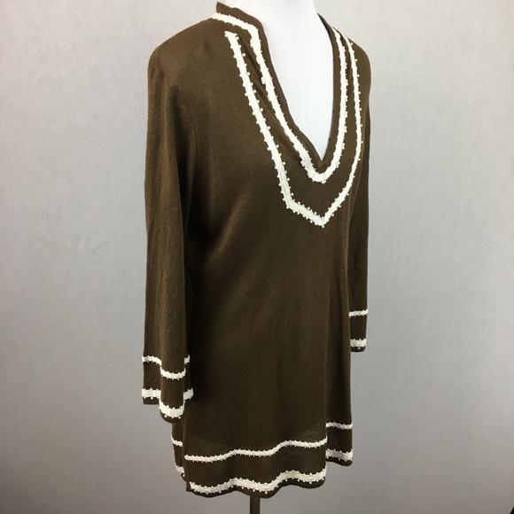 Tommy Bahama Lg Linen beaded embroidered tunic top - Picture 8 of 8